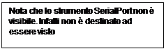 Casella di testo: Nota che lo strumento SerialPort non  visibile. Infatti non  destinato ad essere visto